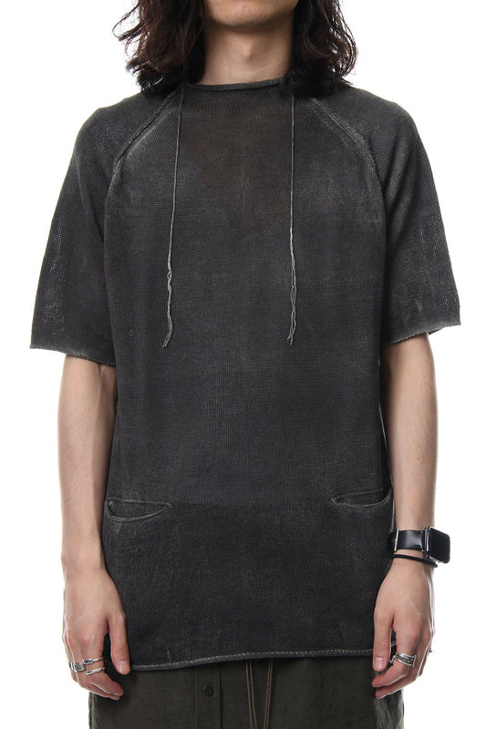 Hem Pocket Short Sleeve Knit Charcoal