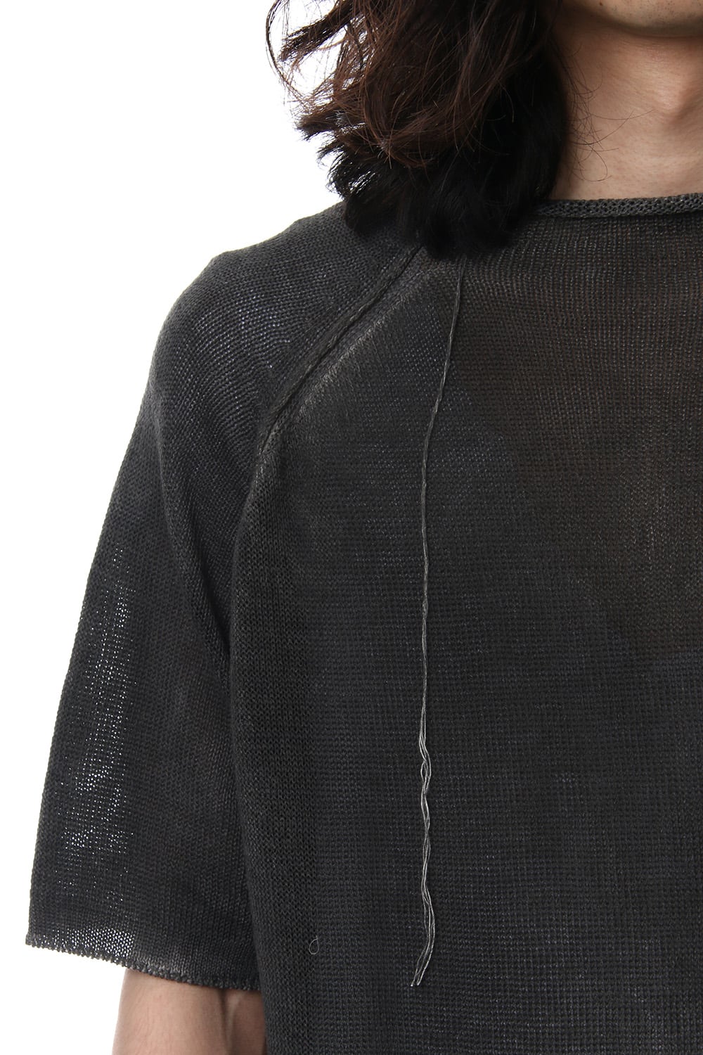 Hem Pocket Short Sleeve Knit Charcoal