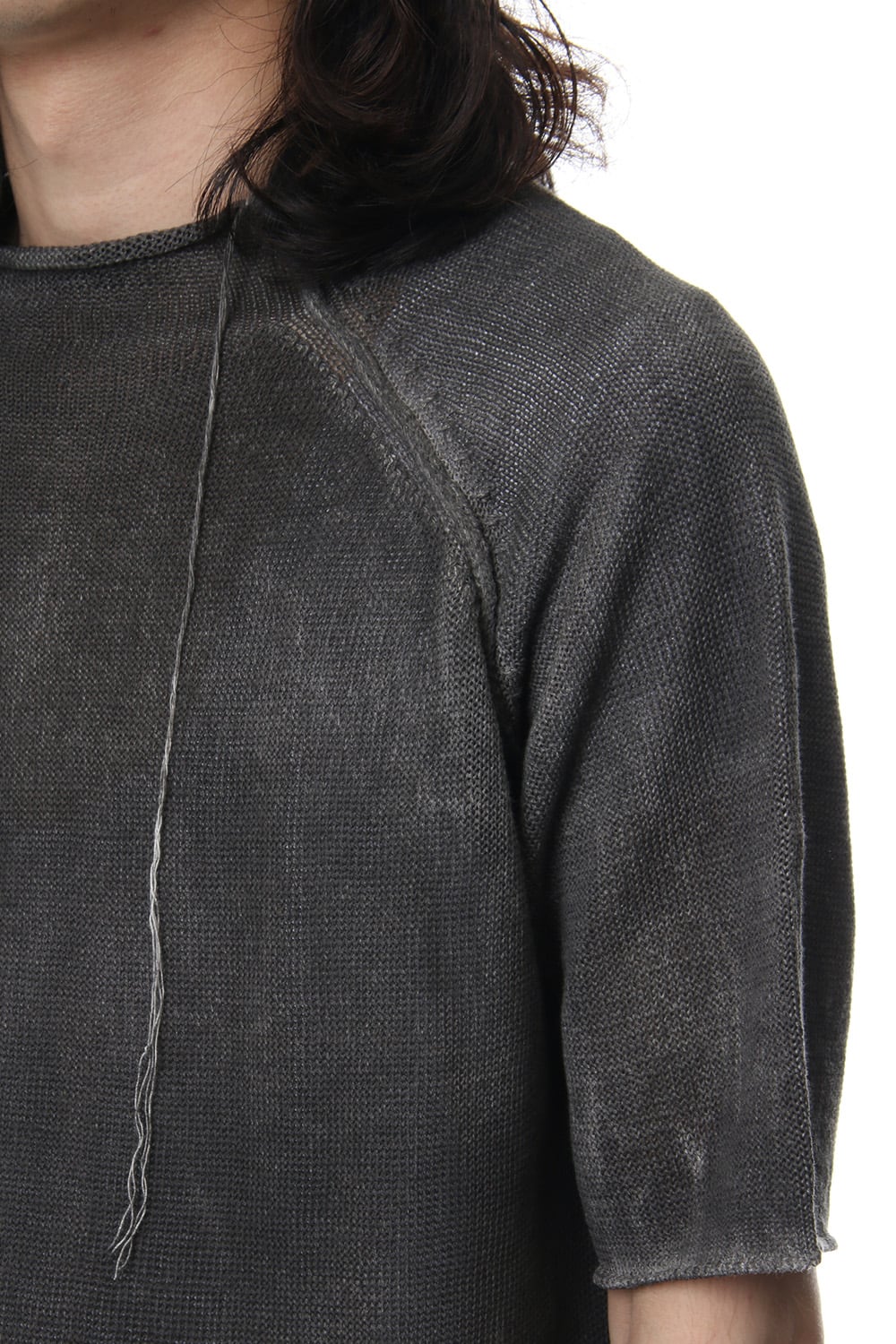 Hem Pocket Short Sleeve Knit Charcoal