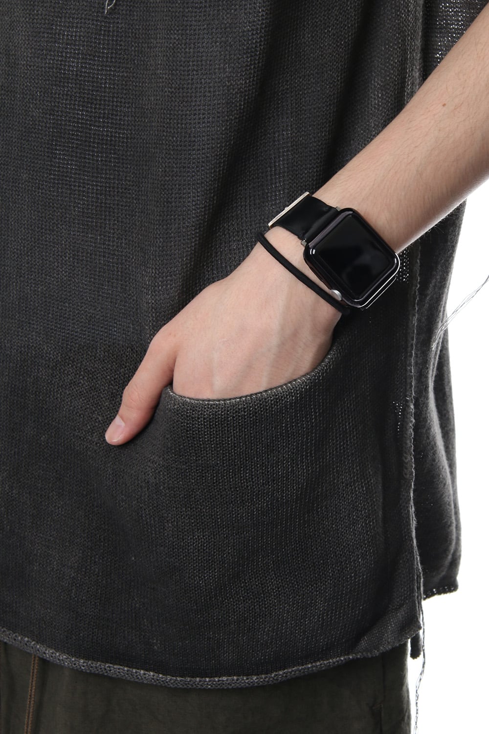 Hem Pocket Short Sleeve Knit Charcoal