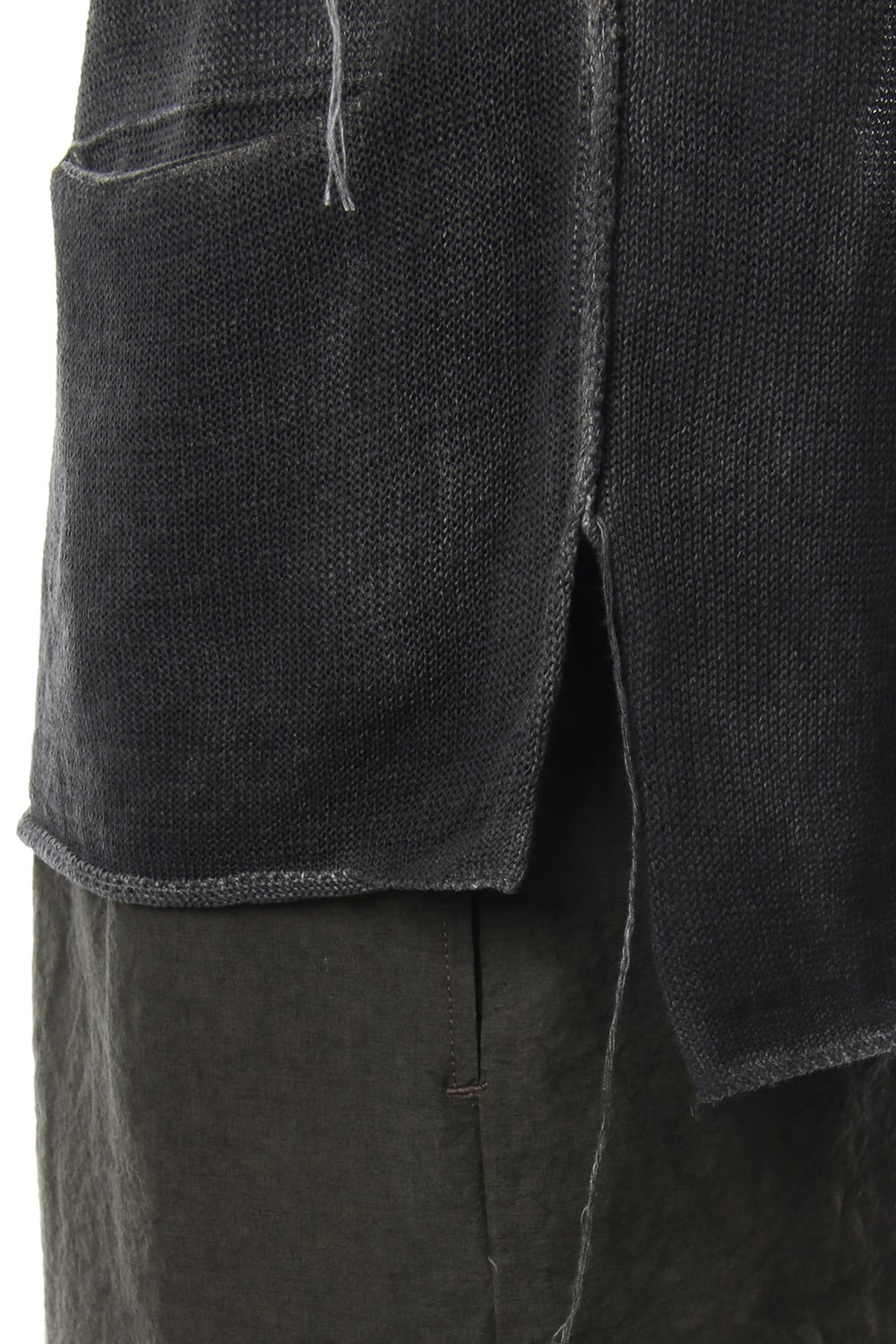 Hem Pocket Short Sleeve Knit Charcoal