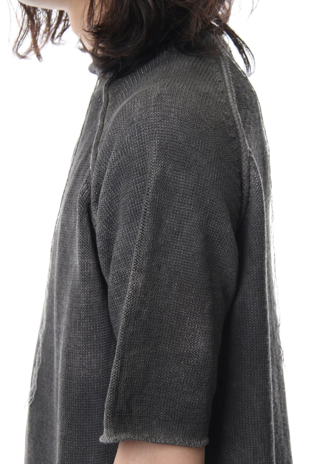 Hem Pocket Short Sleeve Knit Charcoal