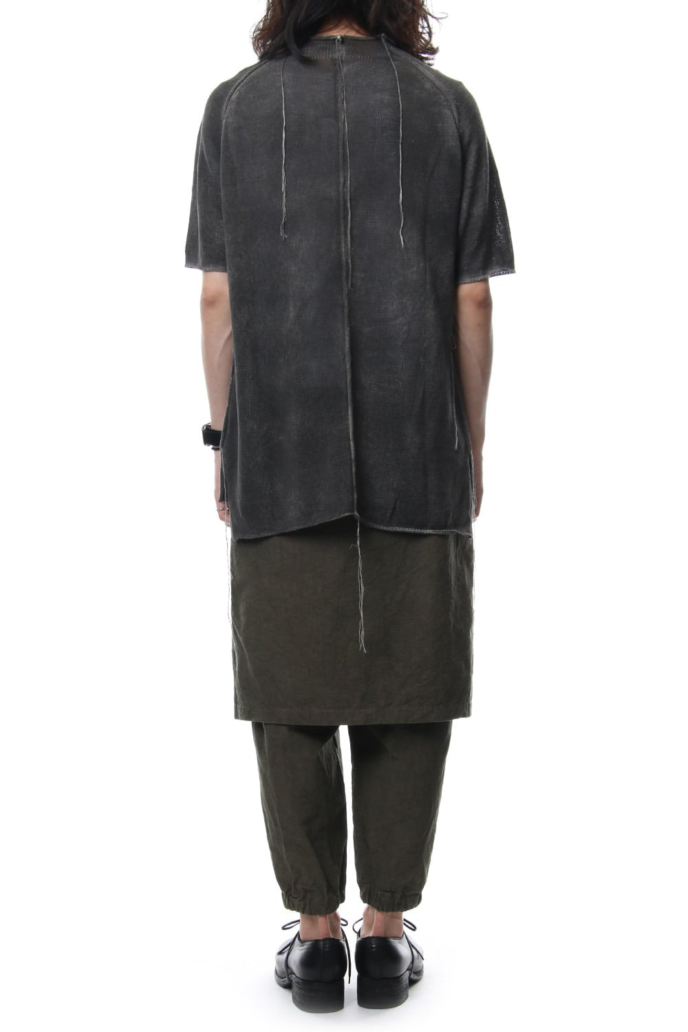 Hem Pocket Short Sleeve Knit Charcoal