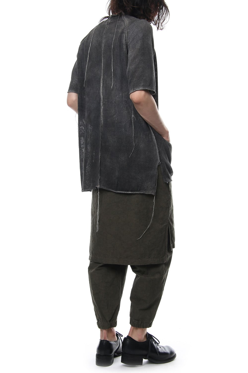 Hem Pocket Short Sleeve Knit Charcoal