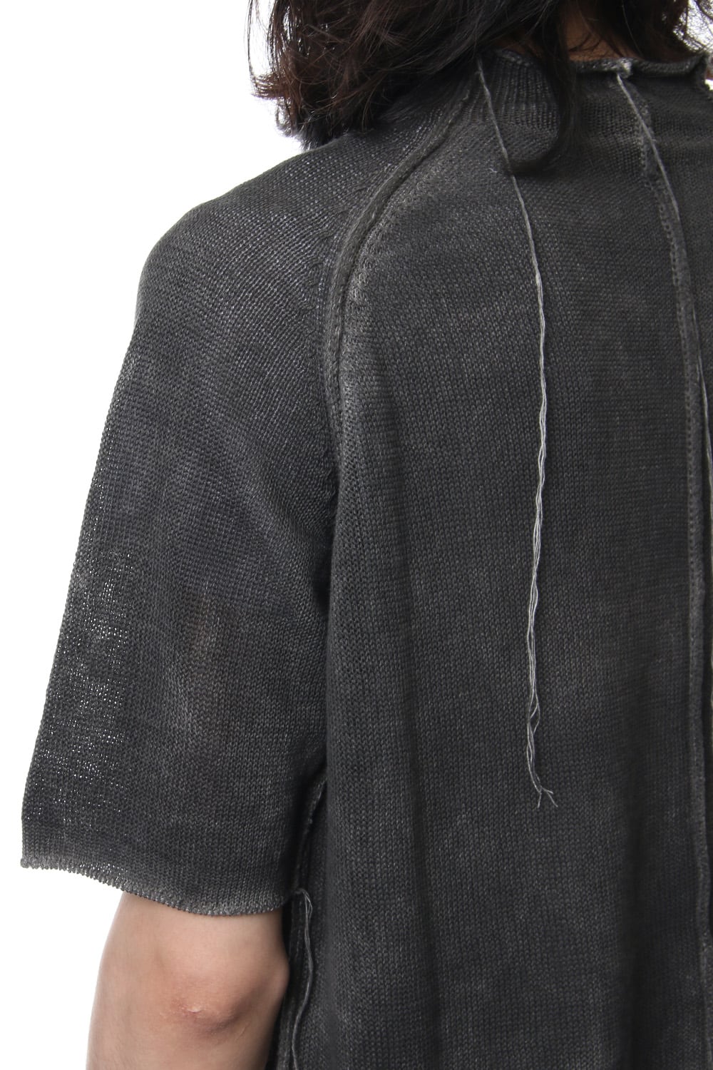 Hem Pocket Short Sleeve Knit Charcoal