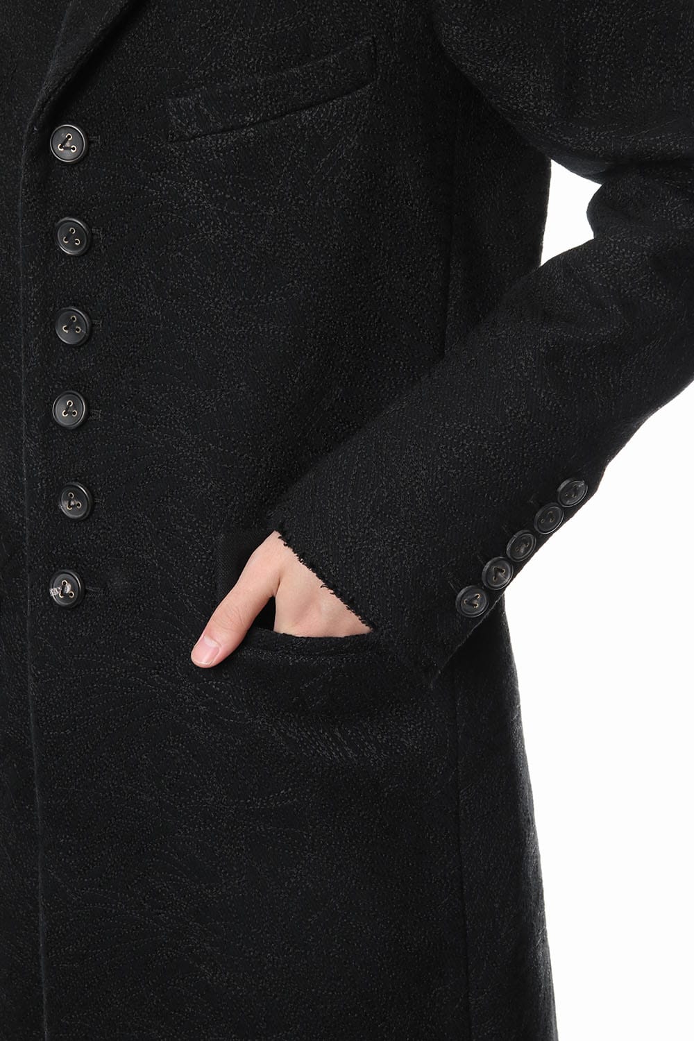 Embroidery joining chester coat