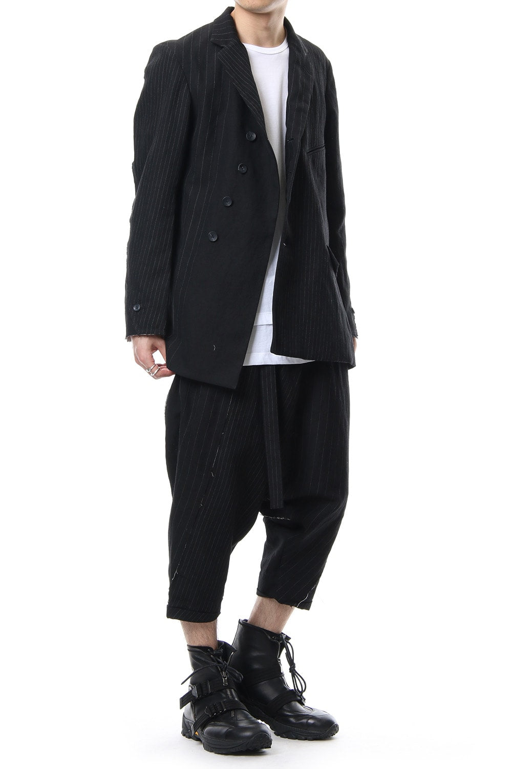 Random stripe drop crotch pants