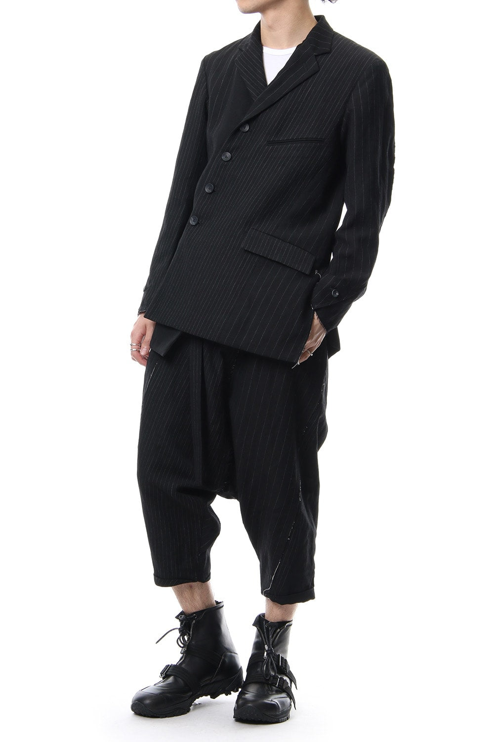 Random stripe drop crotch pants