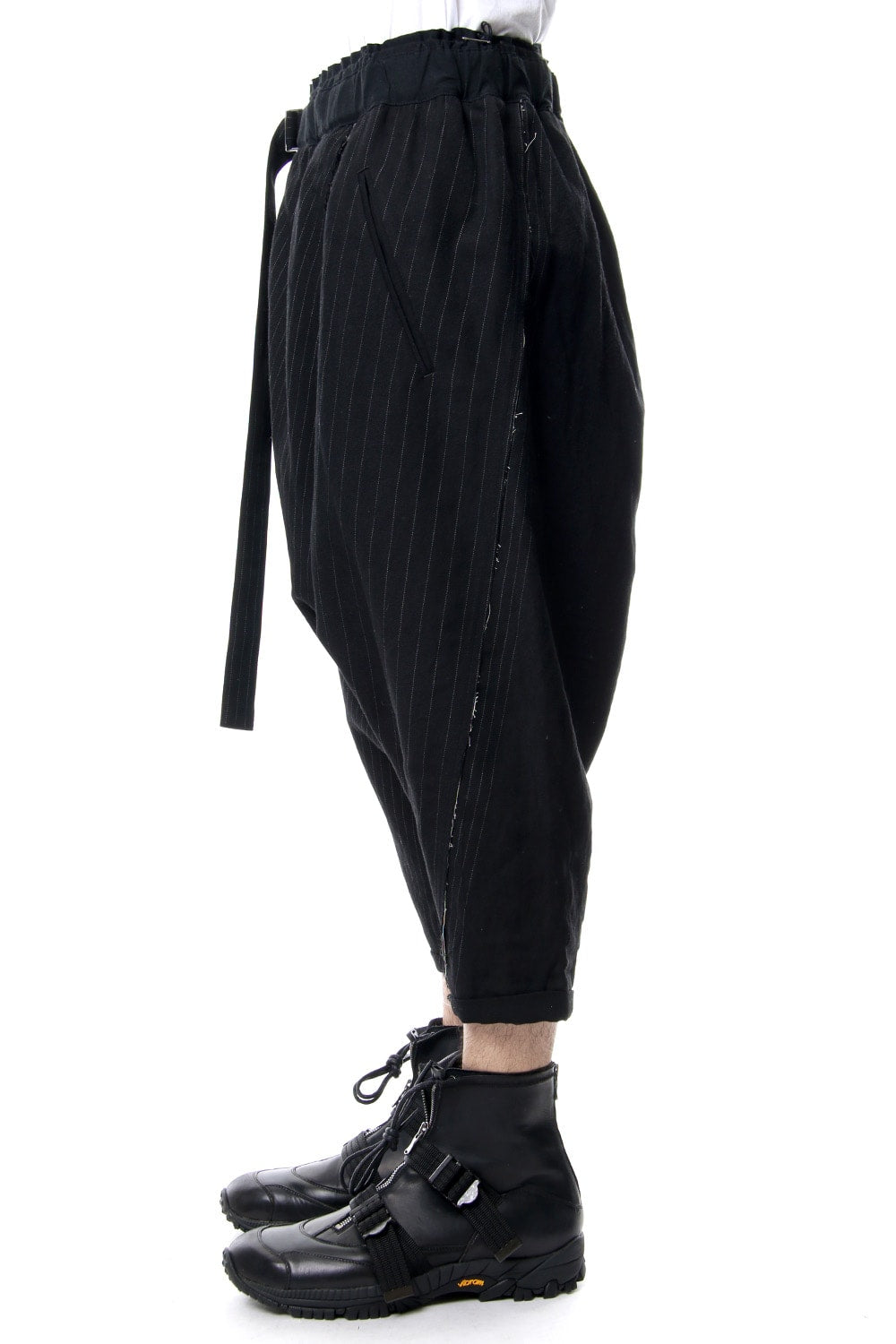 Random stripe drop crotch pants