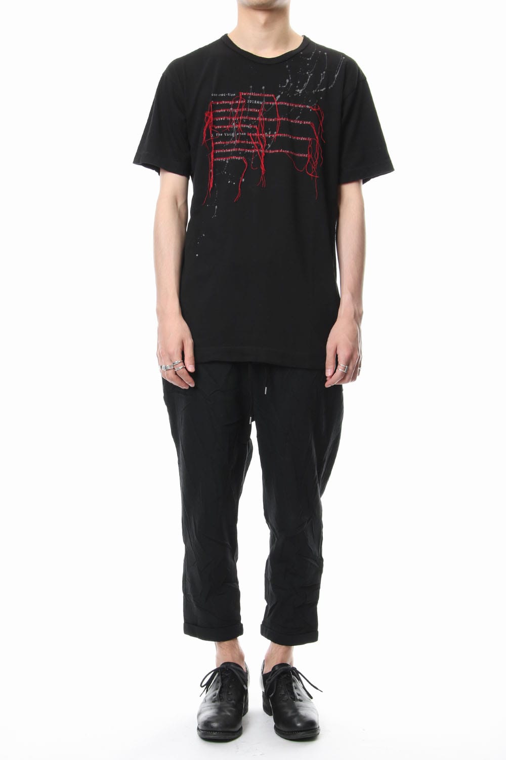 Print & Stitch Short Sleeve T Black × Red