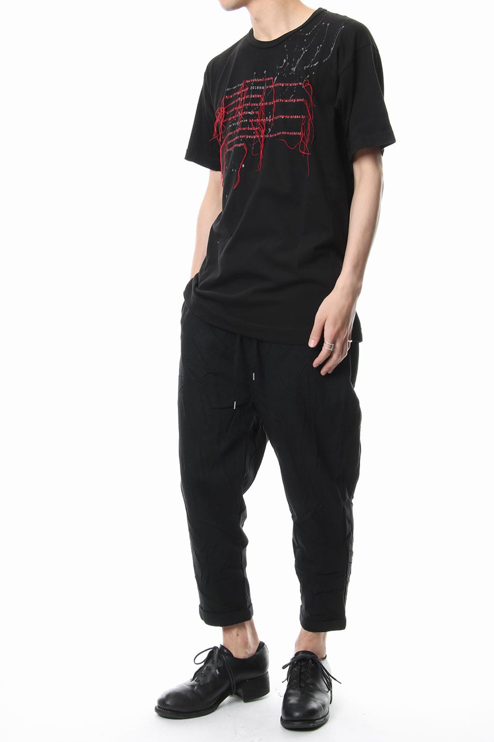 Print & Stitch Short Sleeve T Black × Red