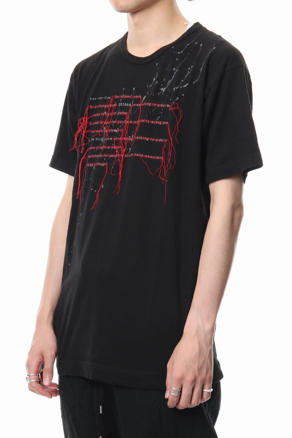 Print & Stitch Short Sleeve T Black × Red