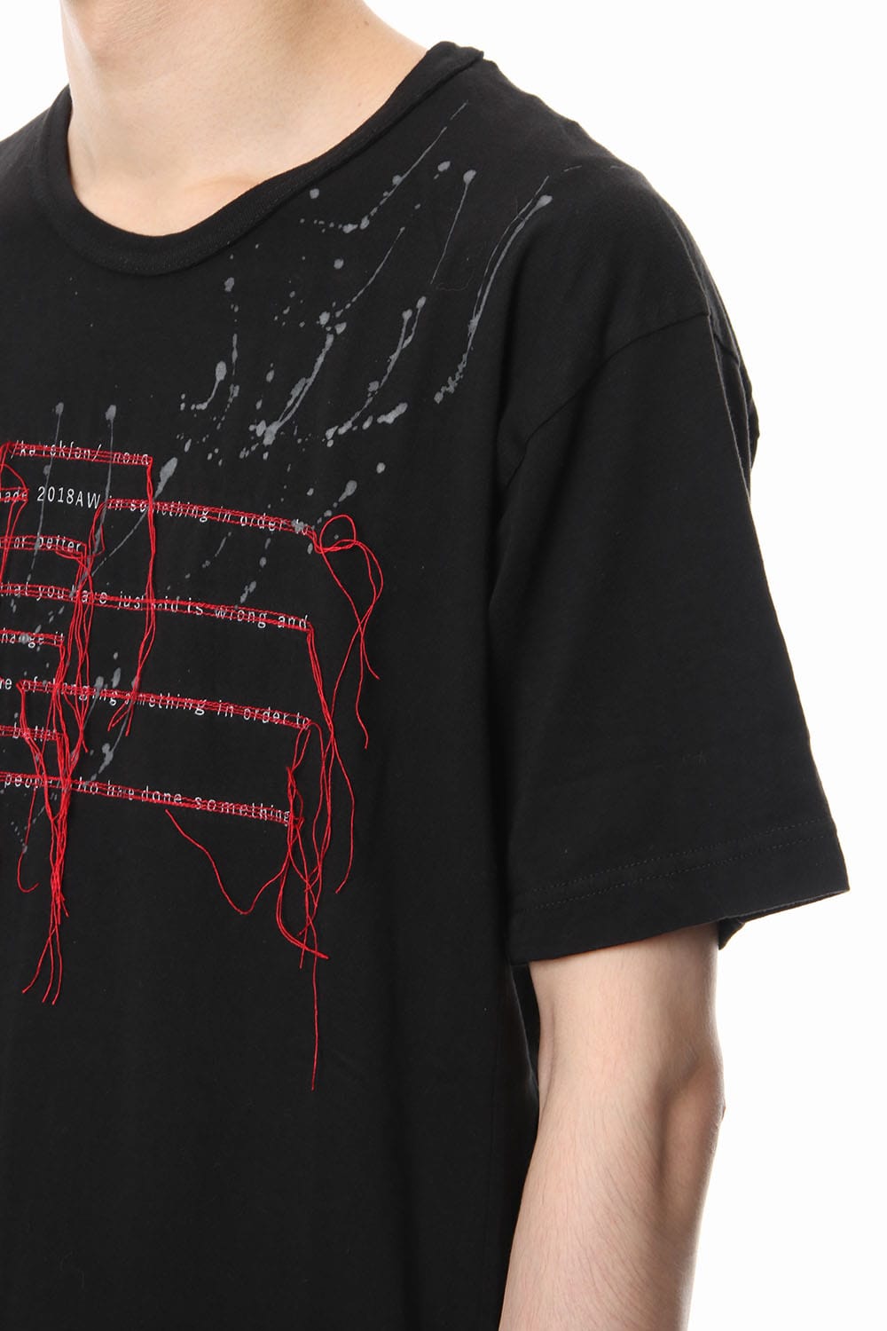 Print & Stitch Short Sleeve T Black × Red