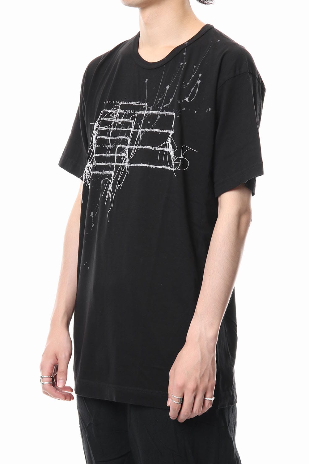 Print & Stitch Short Sleeve T Black × White