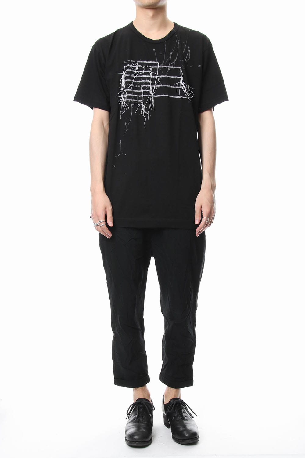 Print & Stitch Short Sleeve T Black × White