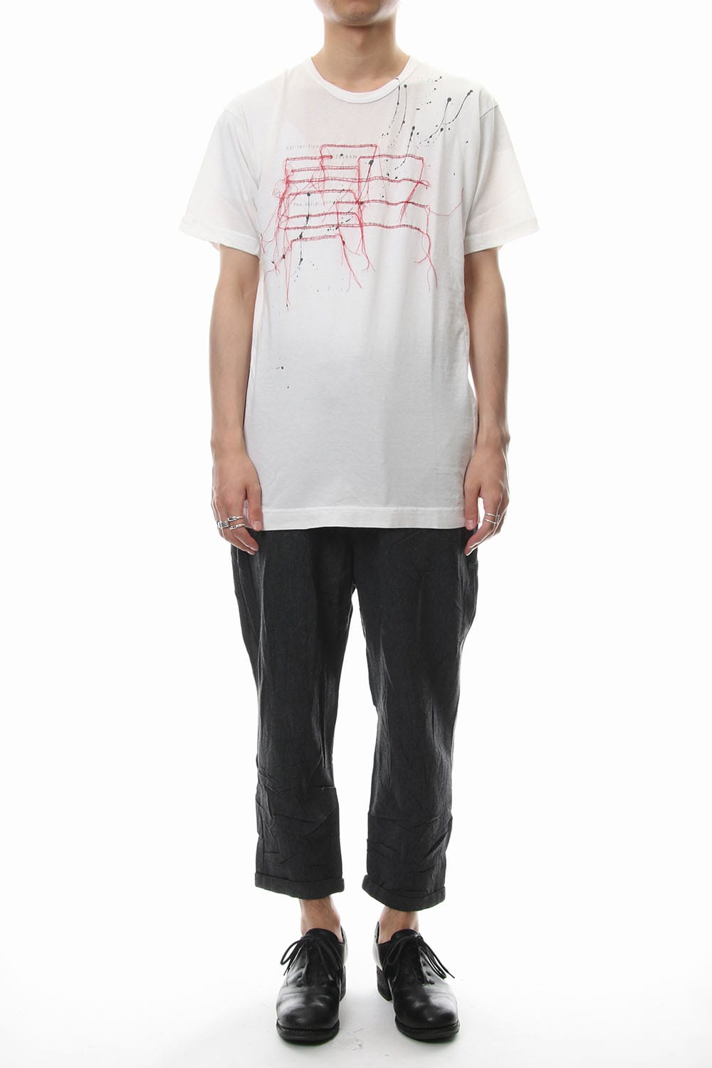 Print & Stitch Short Sleeve T White × Red