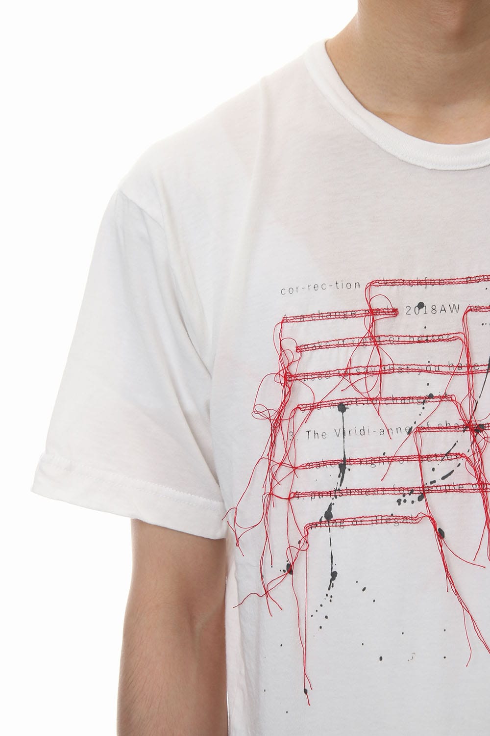 Print & Stitch Short Sleeve T White × Red