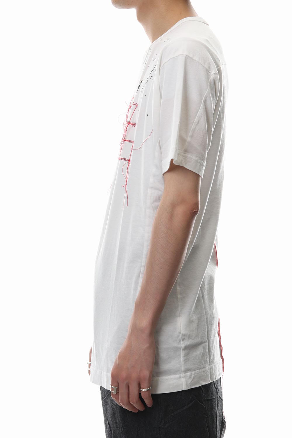 Print & Stitch Short Sleeve T White × Red