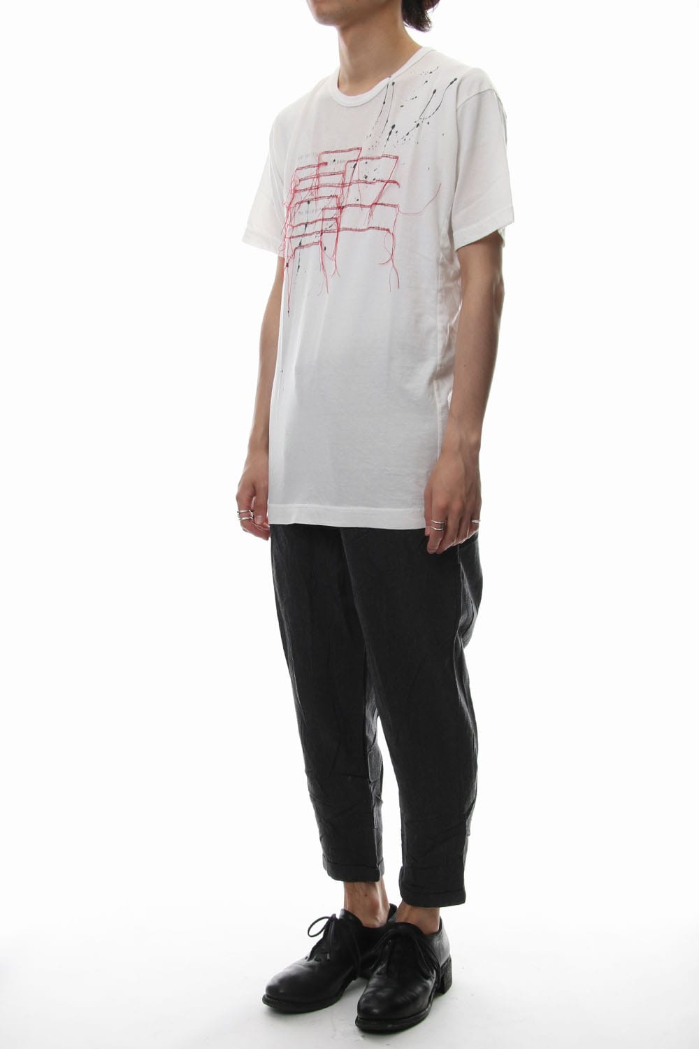 Print & Stitch Short Sleeve T White × Red
