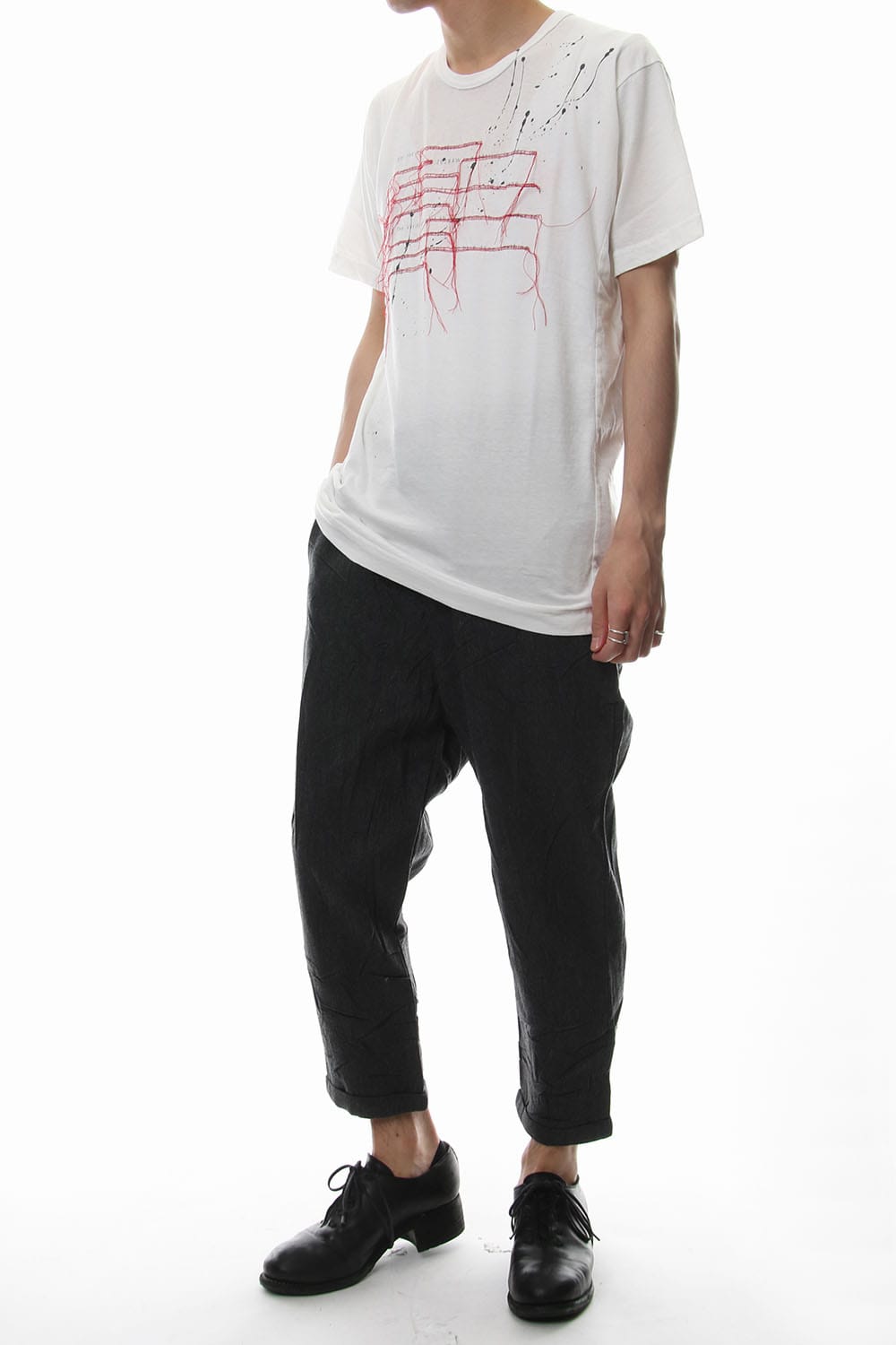 Print & Stitch Short Sleeve T White × Red