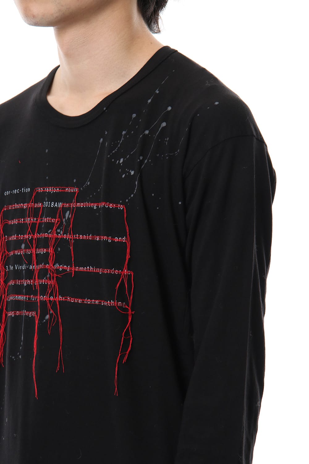 Print & Stitch Long Sleeve T Black × Red
