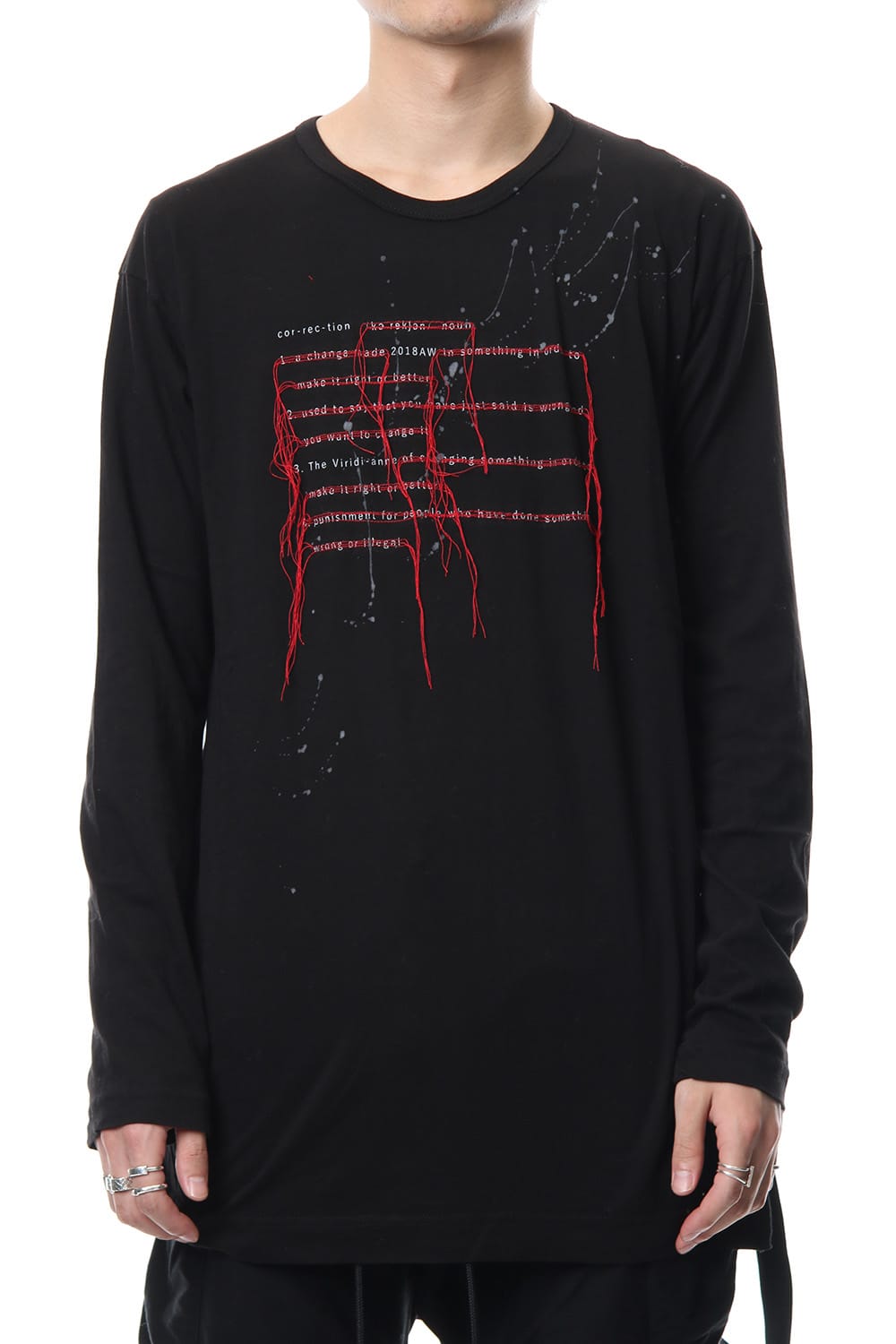 Print & Stitch Long Sleeve T Black × Red