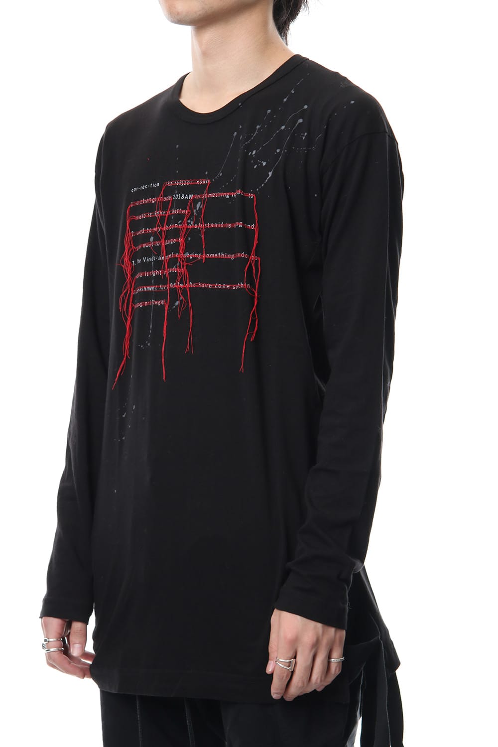 Print & Stitch Long Sleeve T Black × Red