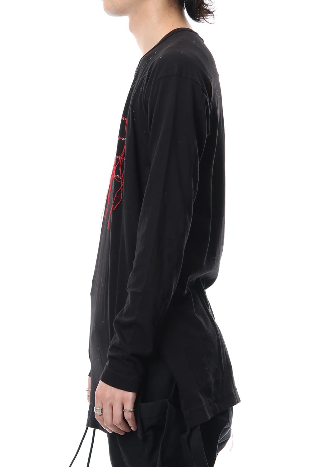 Print & Stitch Long Sleeve T Black × Red