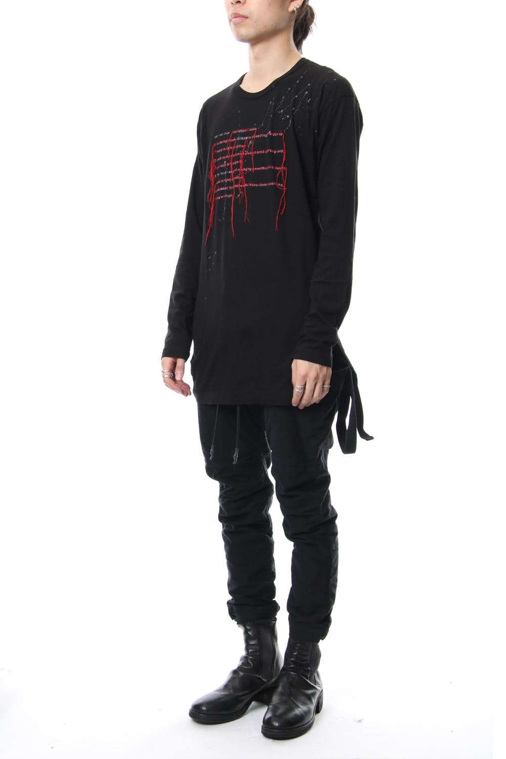 Print & Stitch Long Sleeve T Black × Red