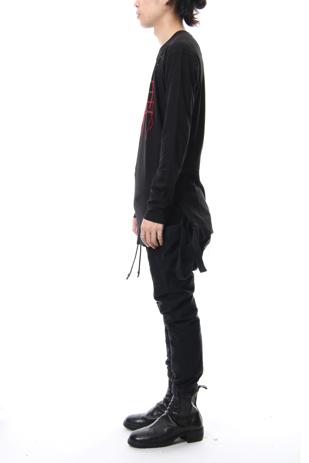 Print & Stitch Long Sleeve T Black × Red