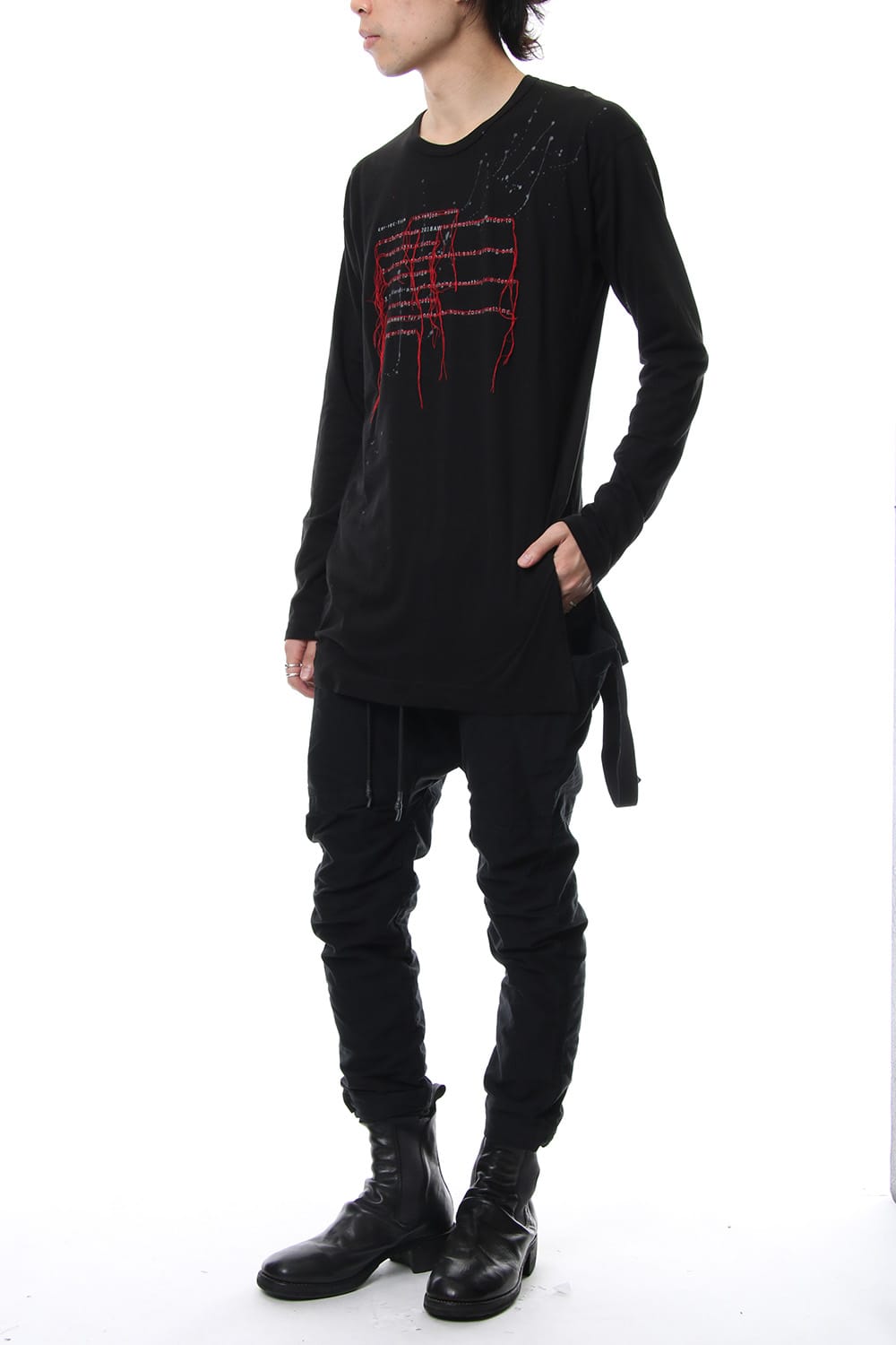 Print & Stitch Long Sleeve T Black × Red