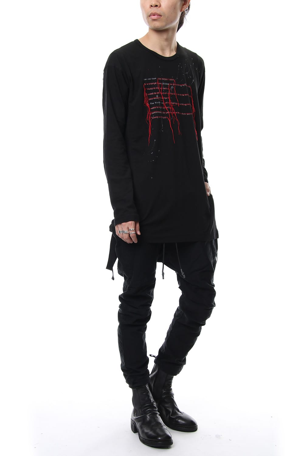 Print & Stitch Long Sleeve T Black × Red