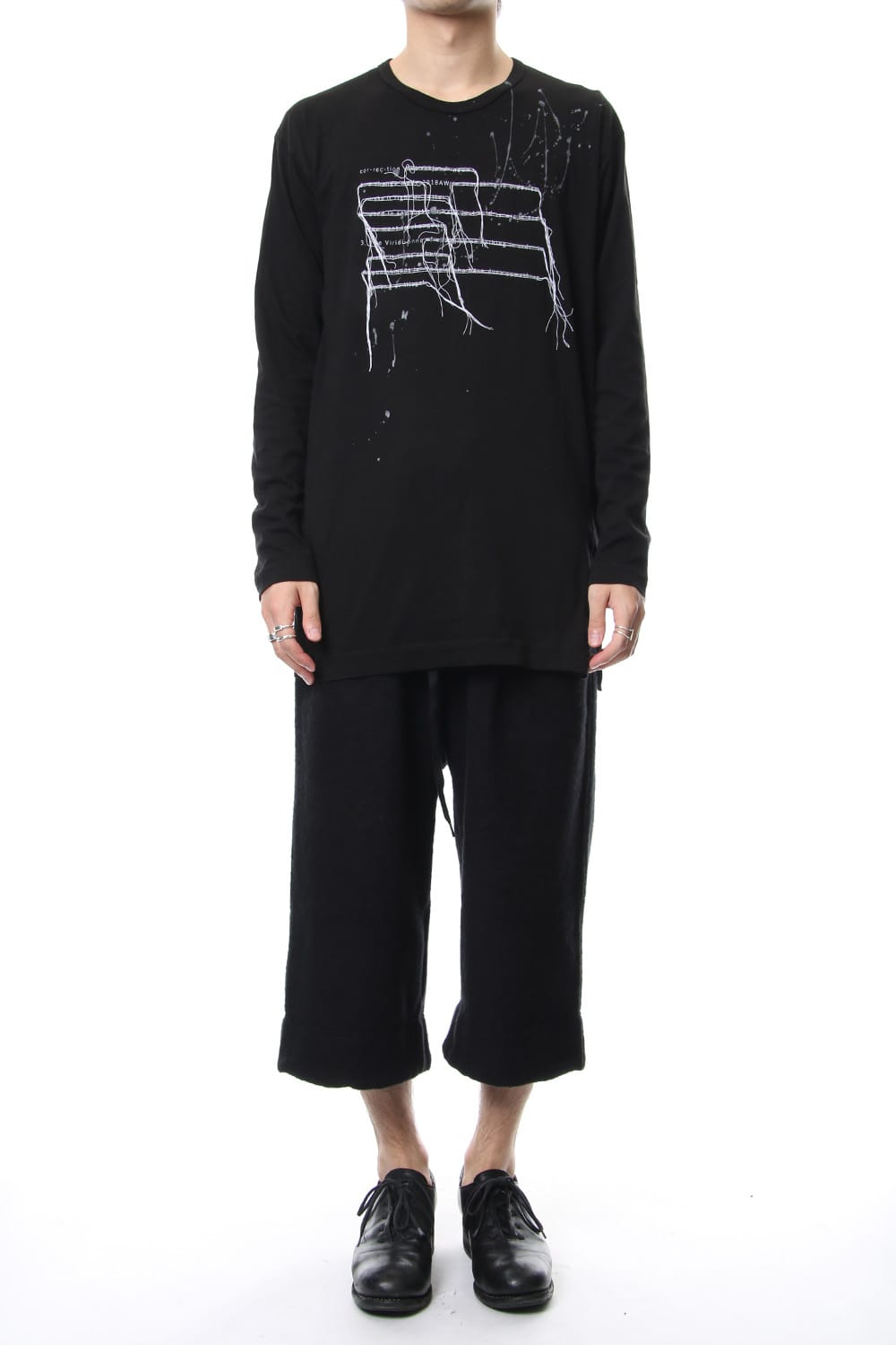 Print & Stitch Long Sleeve T Black × White