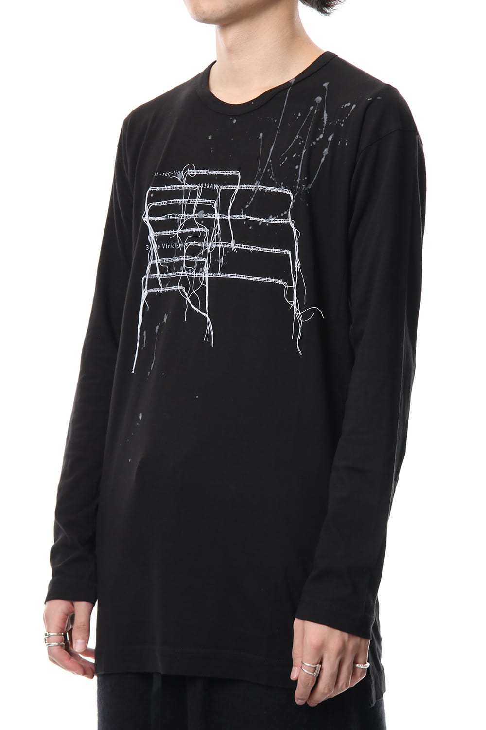 Print & Stitch Long Sleeve T Black × White