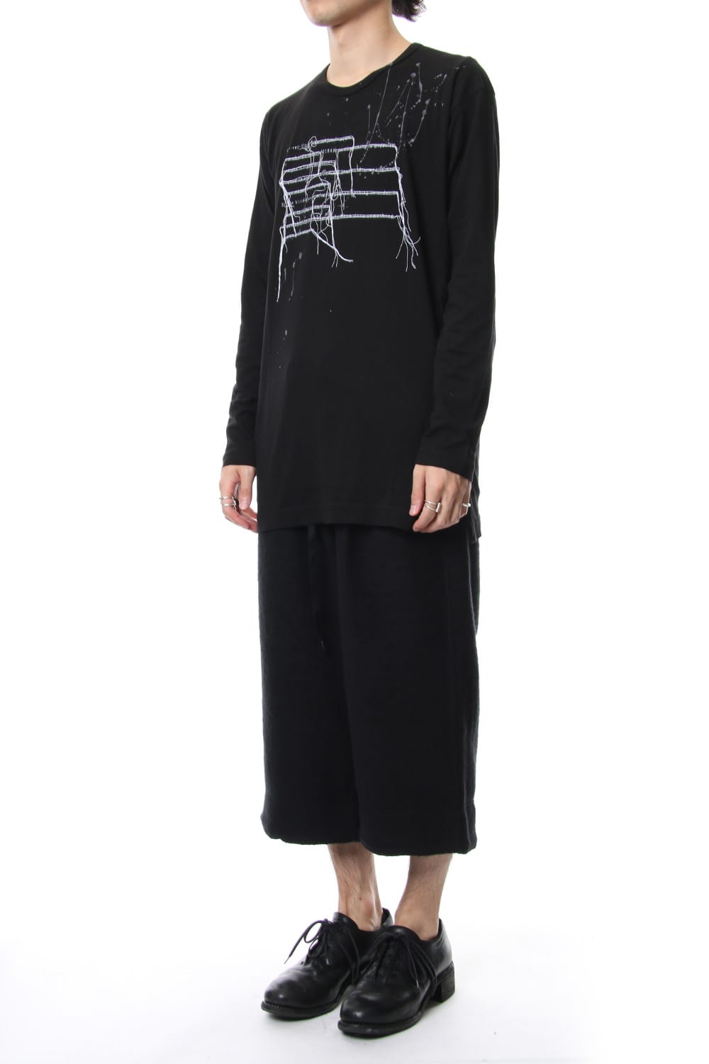 Print & Stitch Long Sleeve T Black × White