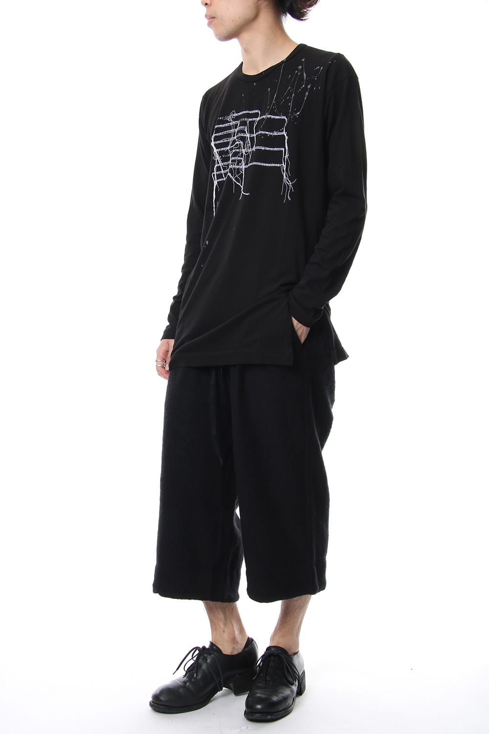 Print & Stitch Long Sleeve T Black × White