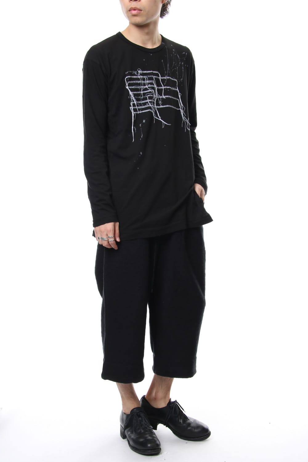 Print & Stitch Long Sleeve T Black × White