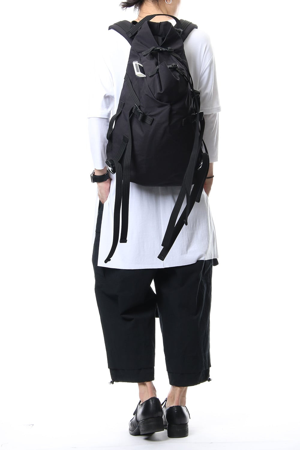 'Macromauro' Cotton Nylon Backpack Small Black 