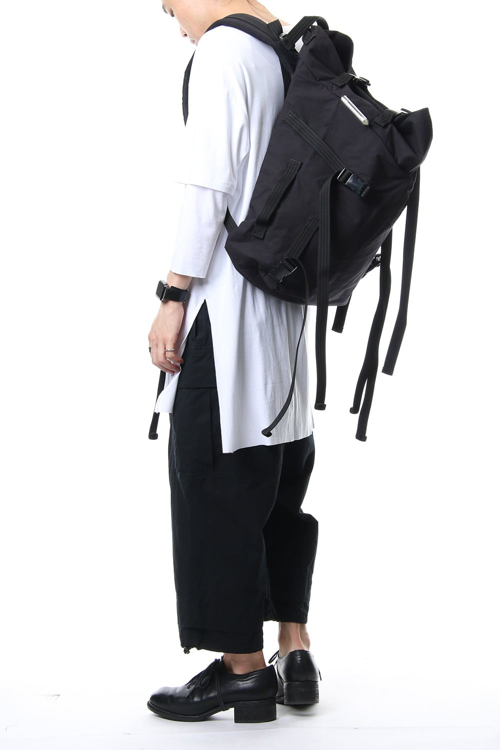 'Macromauro' Cotton Nylon Backpack Small Black 