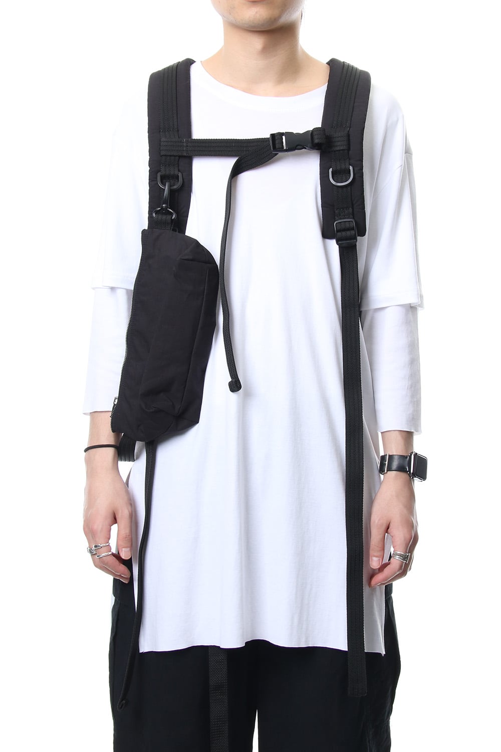 'Macromauro' Cotton Nylon Backpack Small Black 