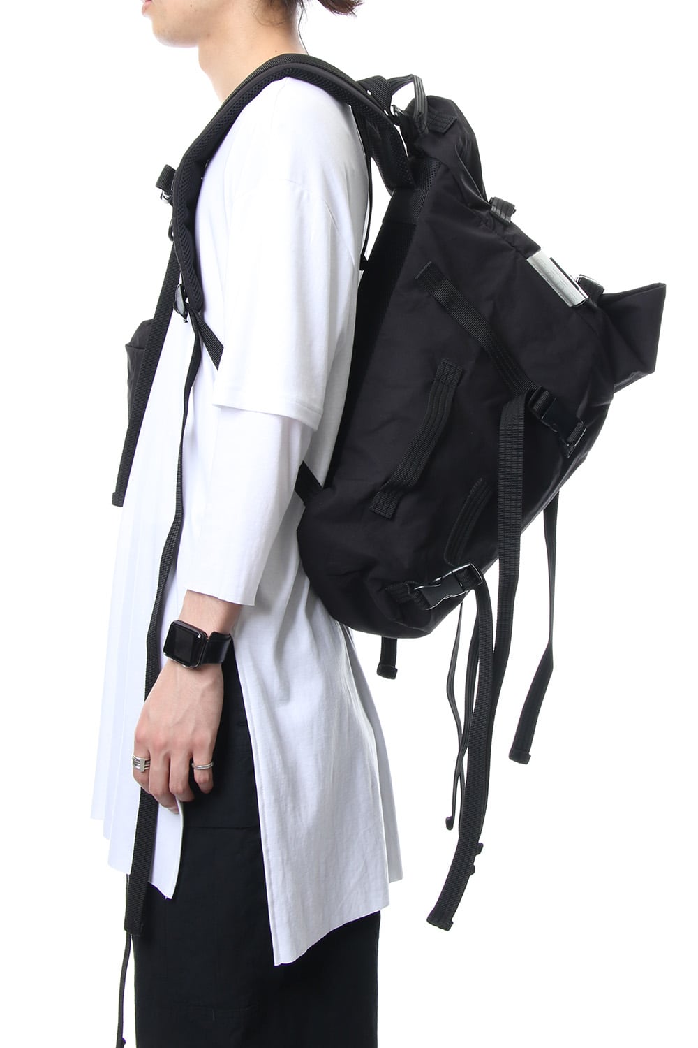 'Macromauro' Cotton Nylon Backpack Small Black 