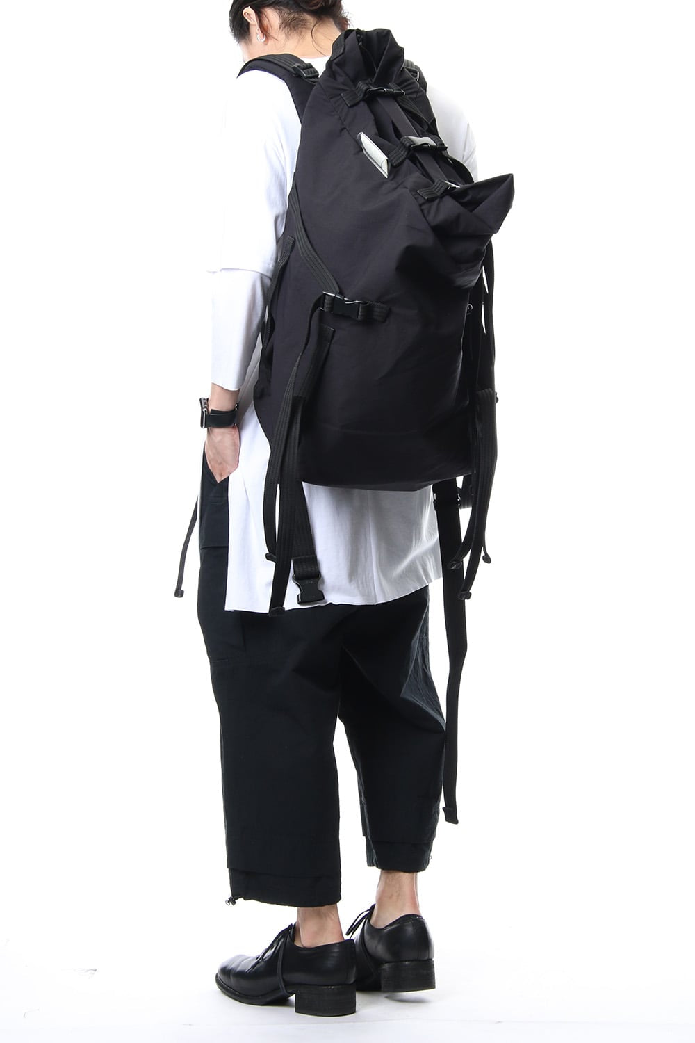 'Macromauro' cotton nylon backpack  Large Black