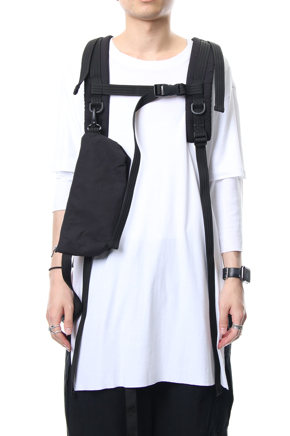 'Macromauro' cotton nylon backpack  Large Black