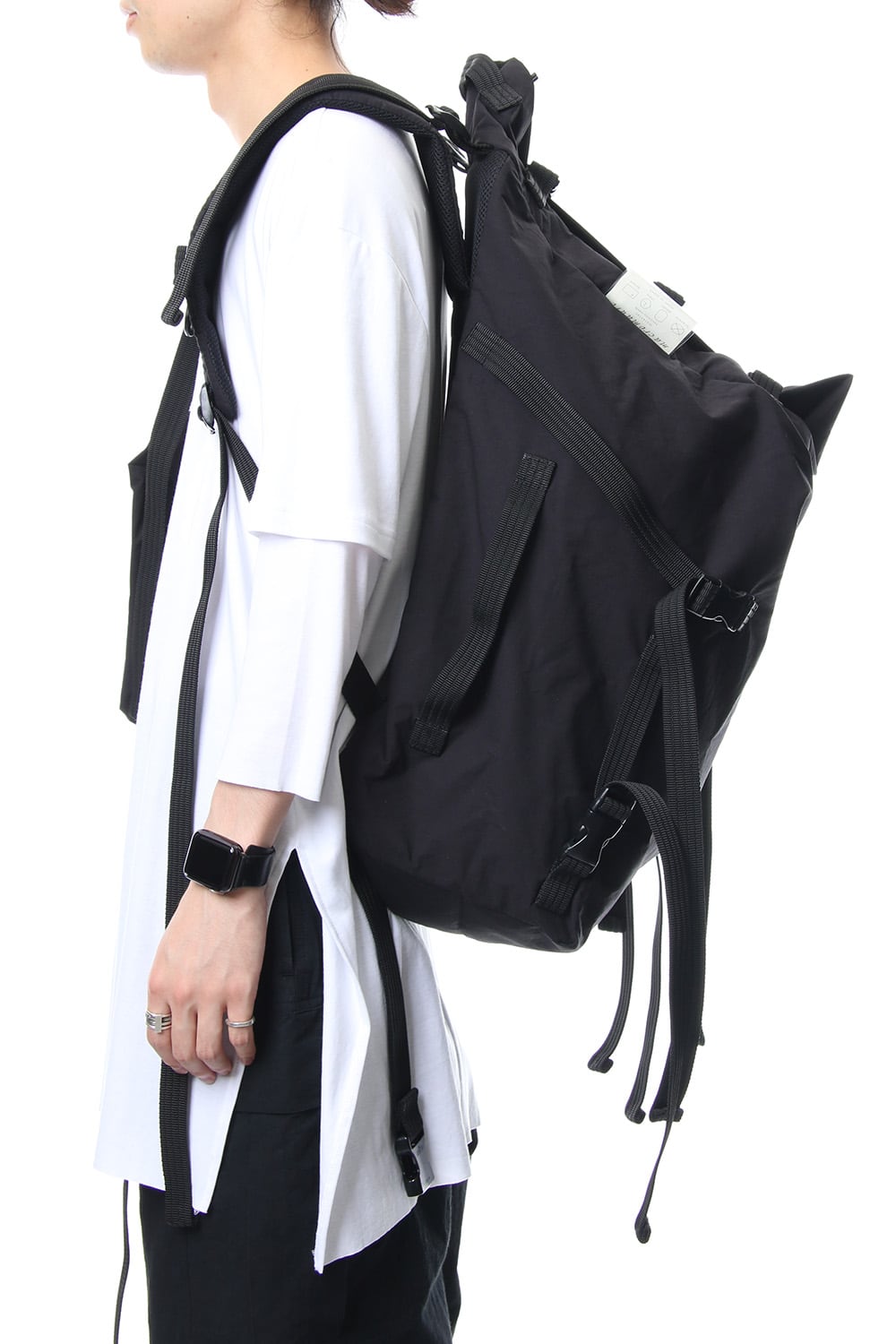 'Macromauro' cotton nylon backpack  Large Black
