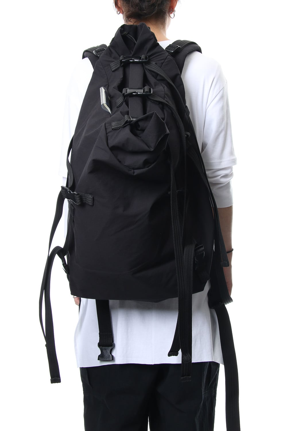 'Macromauro' cotton nylon backpack  Large Black
