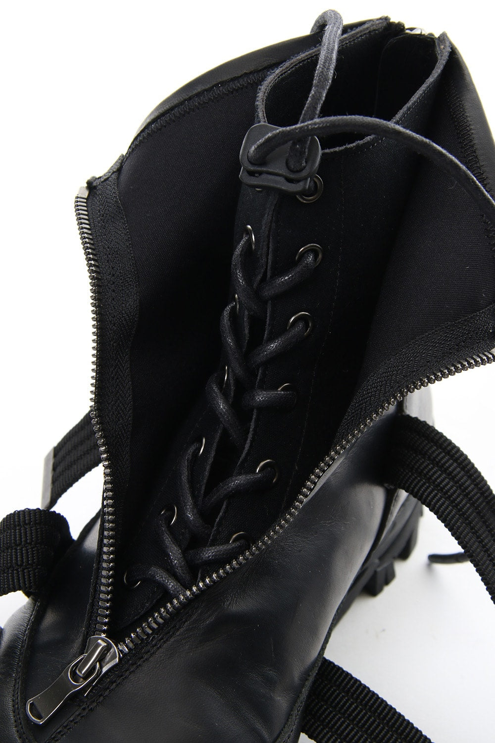 Stretch leather layered boots