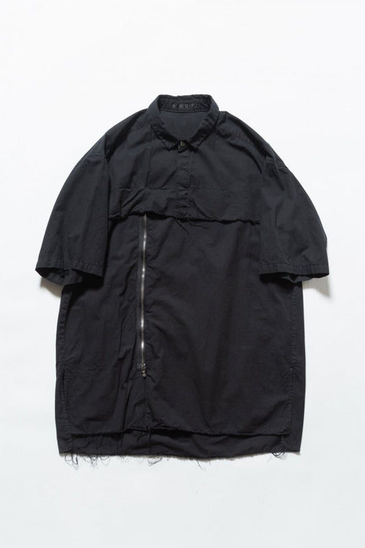 Asymmetric short sleeve shirt Black