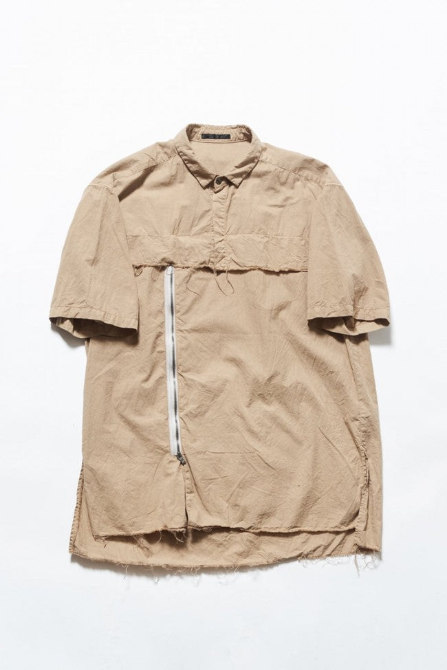 Asymmetric short sleeve shirt Khaki