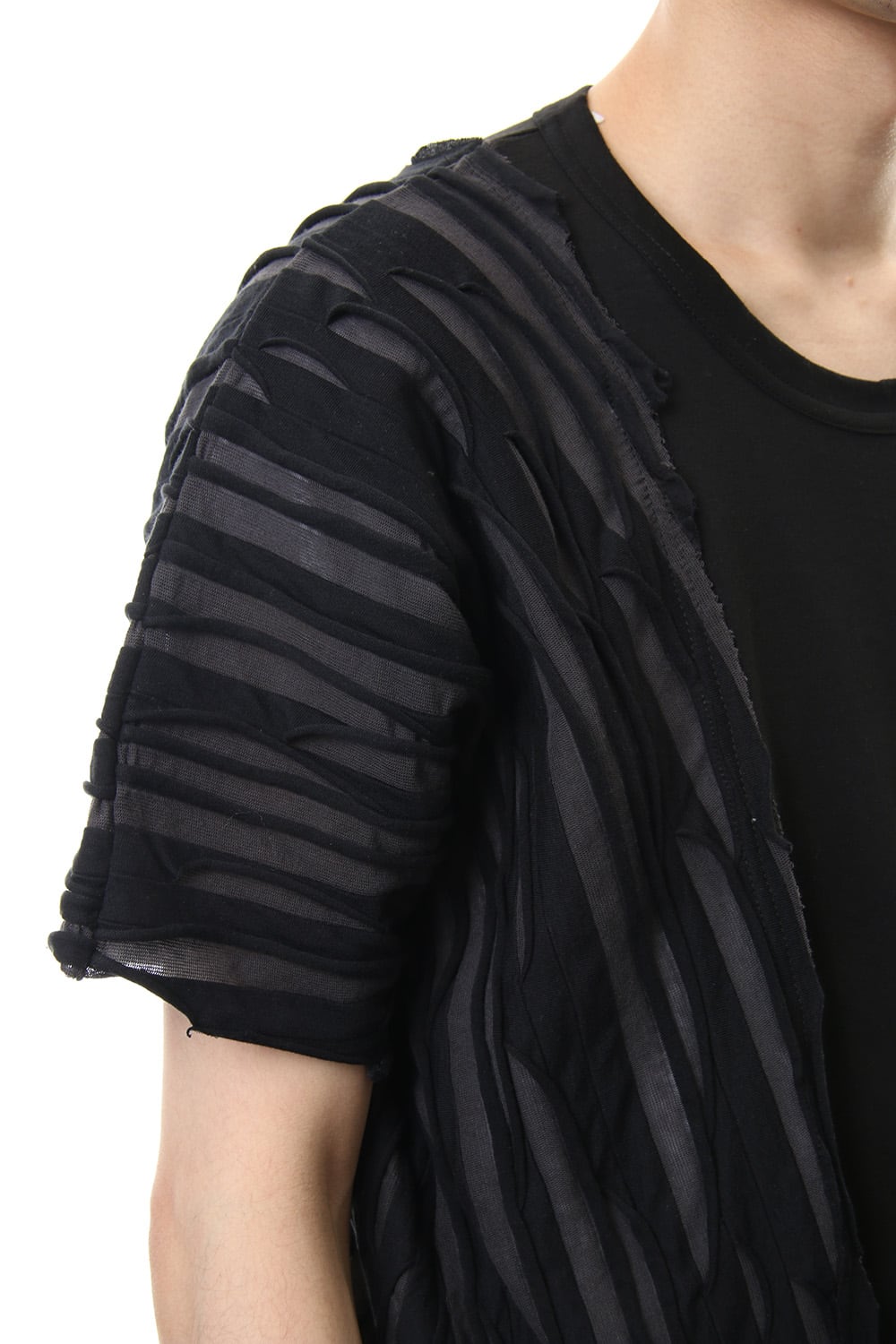 Border combination short sleeve T-shirt Black Stripe / Black