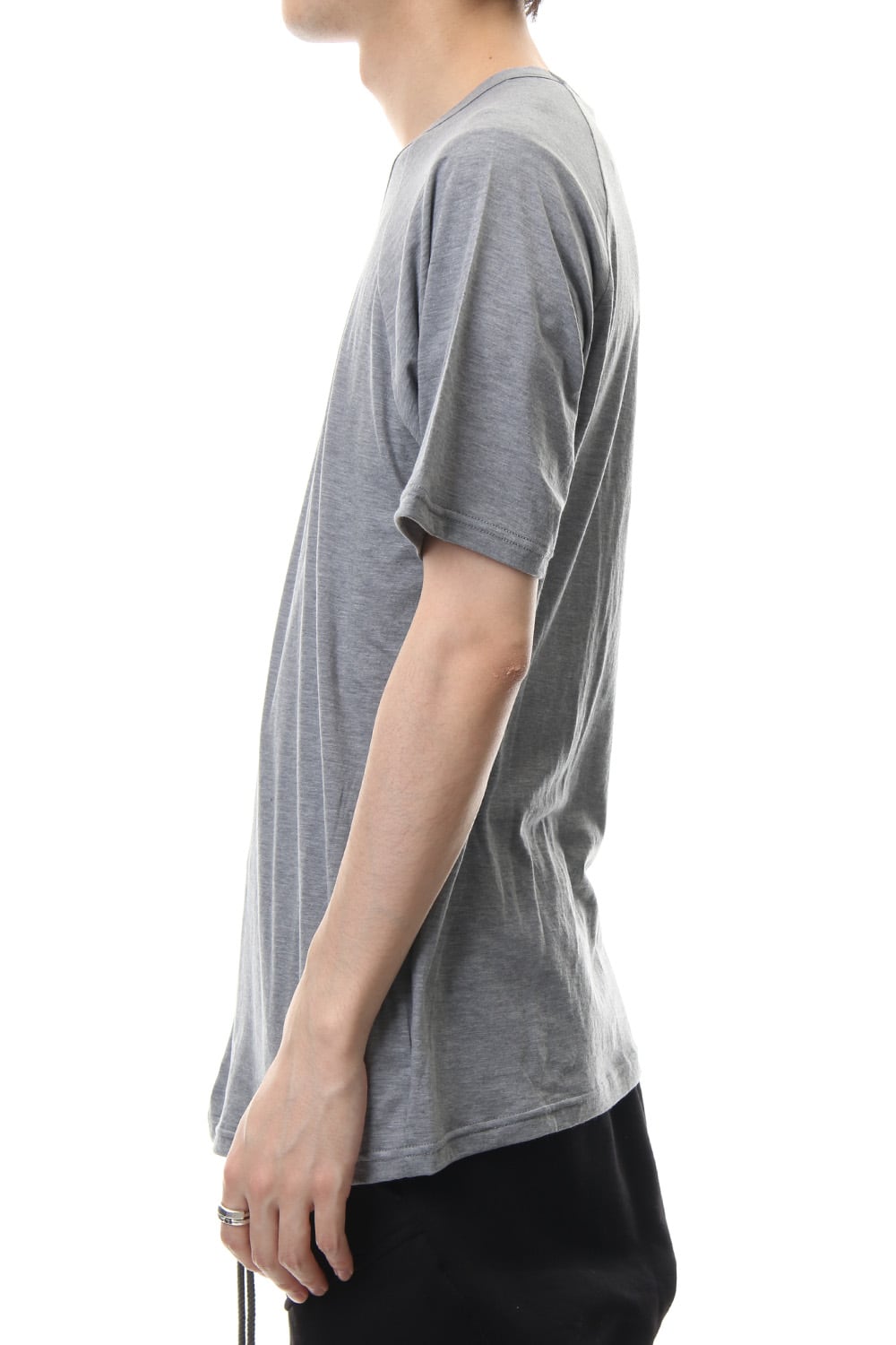 Border combination short sleeve T-shirt Black Stripe / Gray